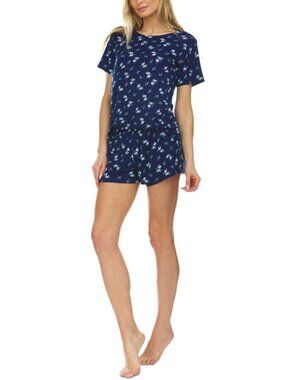 Flora by Flora Nikrooz Womens Printed Ribbed Shorts Pajama Set